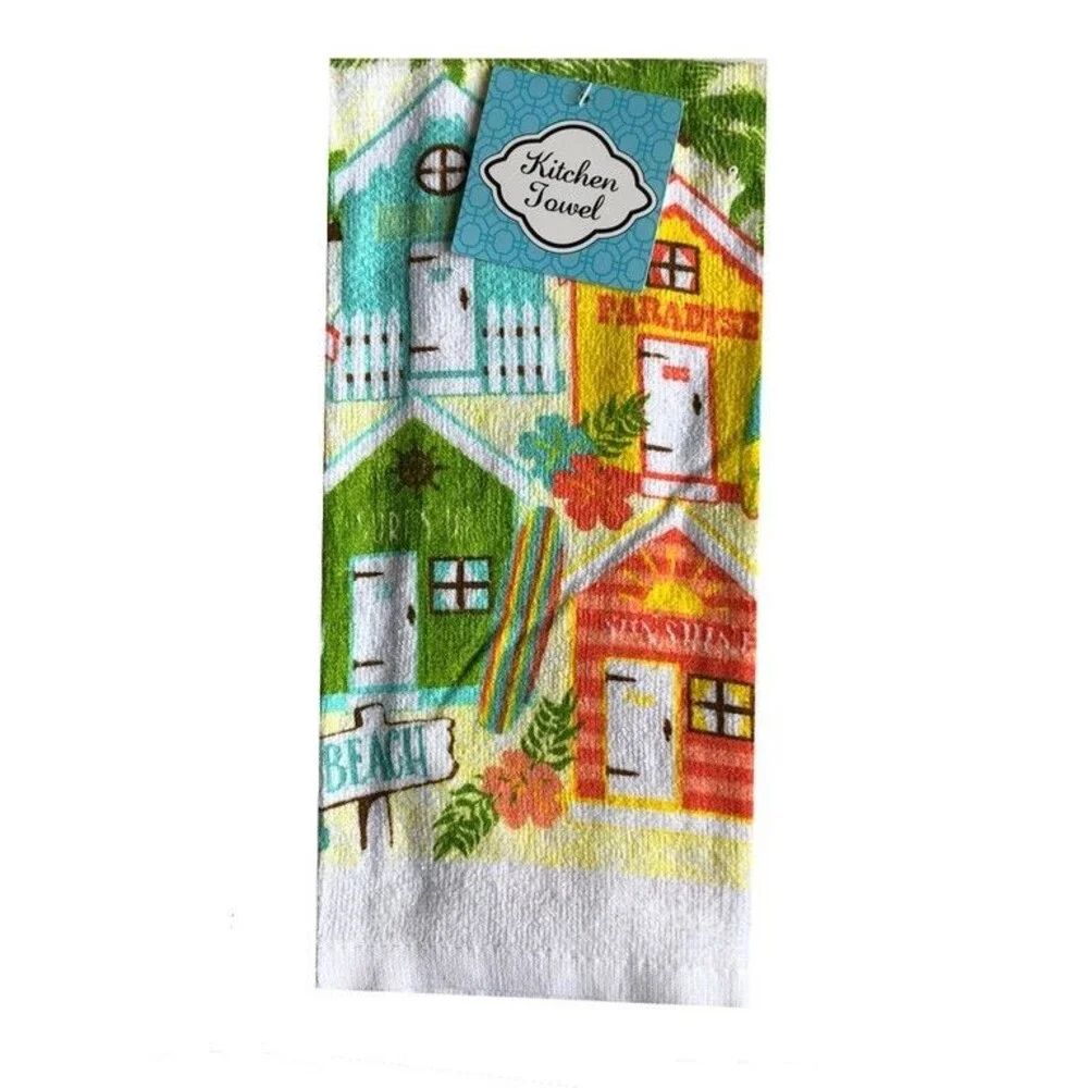 Nautical Oven Mitt Potholder Dish Towels Set of 4 Surfboard Paradise Beach House